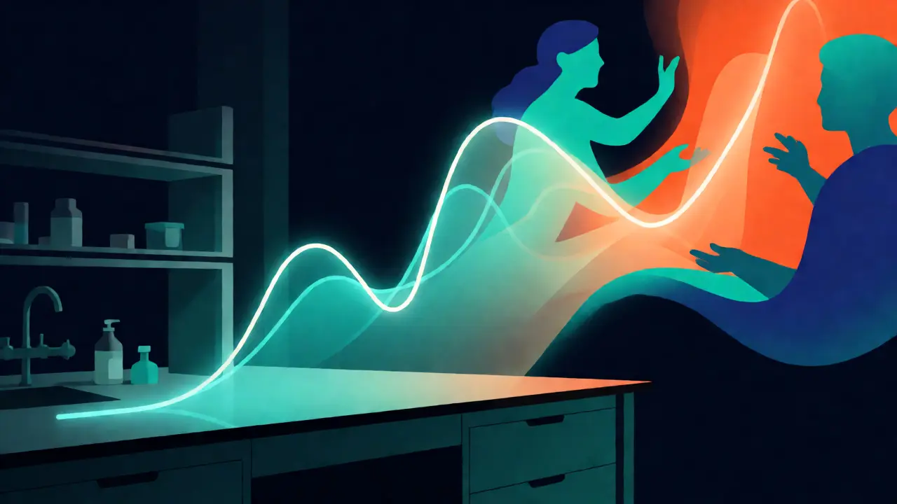 Abstract visualization of rising data trends connecting with team collaboration