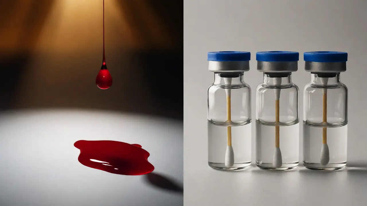 Comparison of crime scene evidence with reference and elimination samples being collected.