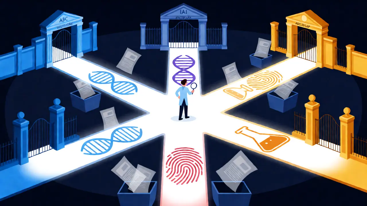 Conceptual maze showing paths to different forensic certification boards.