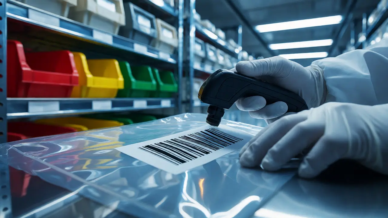 Technician scanning evidence bag with RFID reader