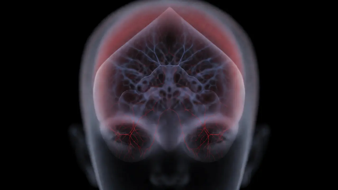 Artistic visualization of subdural hematoma and retinal hemorrhage