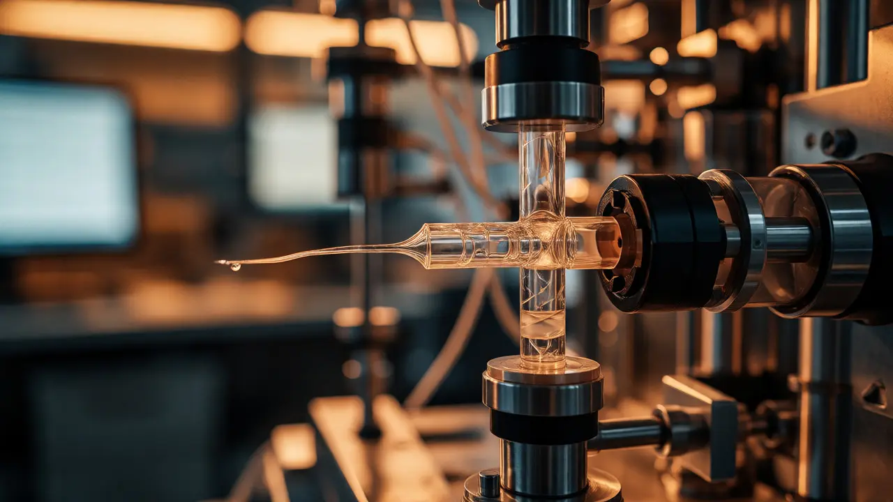 Close-up of GC-MS machine components during analysis