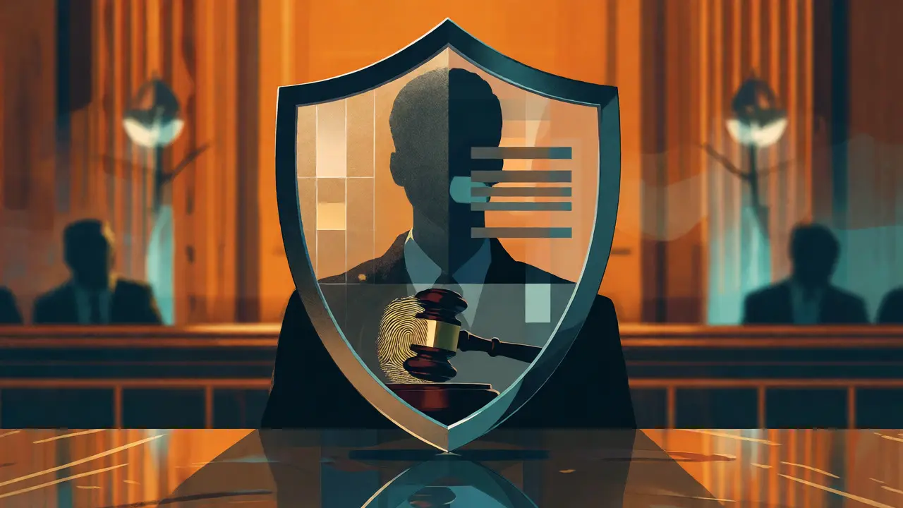 Conceptual art of a glass shield balancing evidence visibility and privacy.