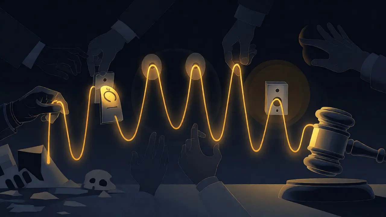 Golden thread connecting crime scene to court, symbolizing unbroken chain of custody
